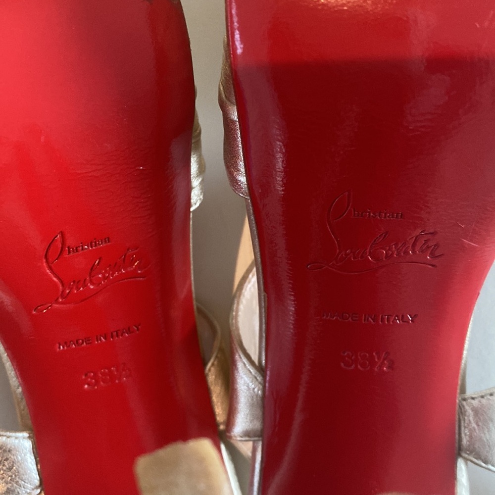 Authentic Christian Louboutin Gold Platform Sandals - Picture 5 of 9